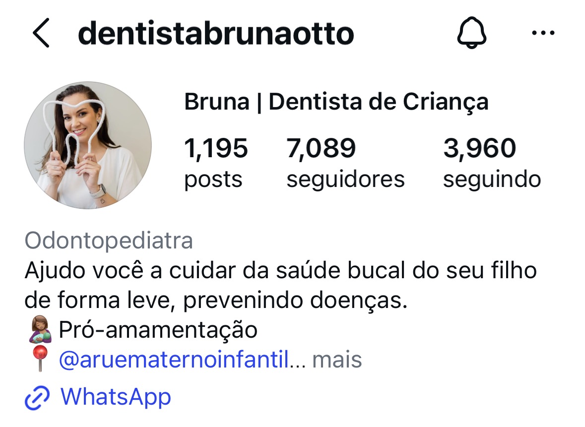 Perfil no Instagram da Dra. Bruna Otto
