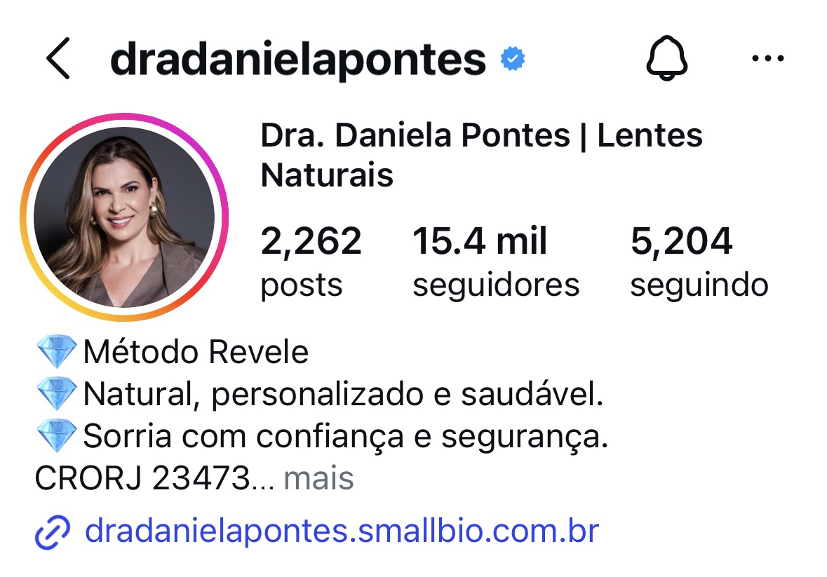 Perfil no Instagram da Dra. Daniela Pontes