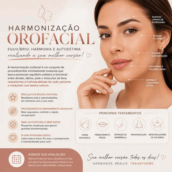 Exemplo de post genérico de harmonização orofacial gerado por um pedido comum no ChatGPT